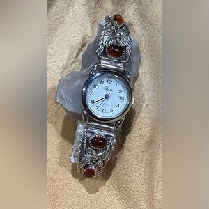 Very unique Amber and Sterling Silver NA watch.